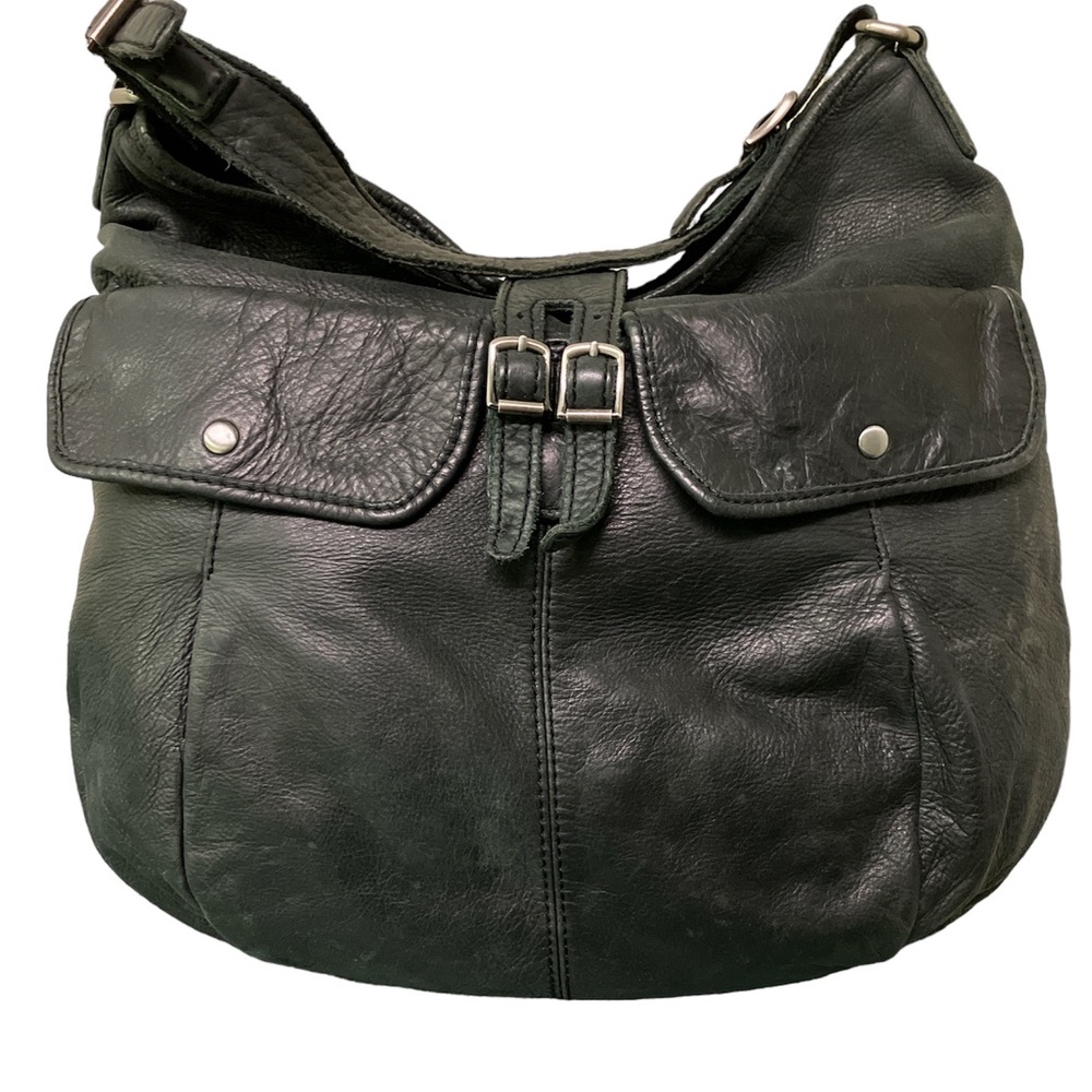 J Crew Leather Bag Purse Black Distressed Bohemian Chic